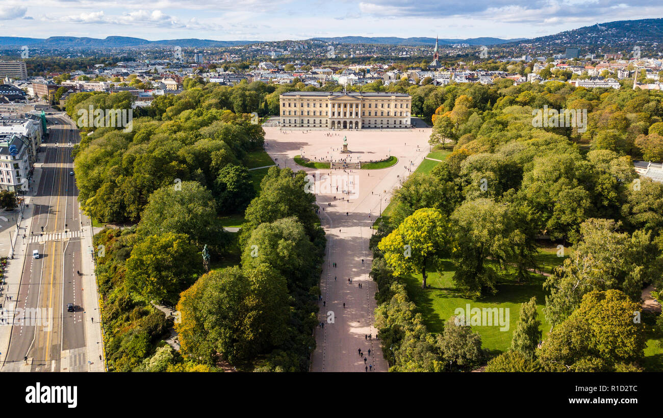 Der Königliche Palast Det Kongelige Slott, Oslo, Norwegen Stockfoto