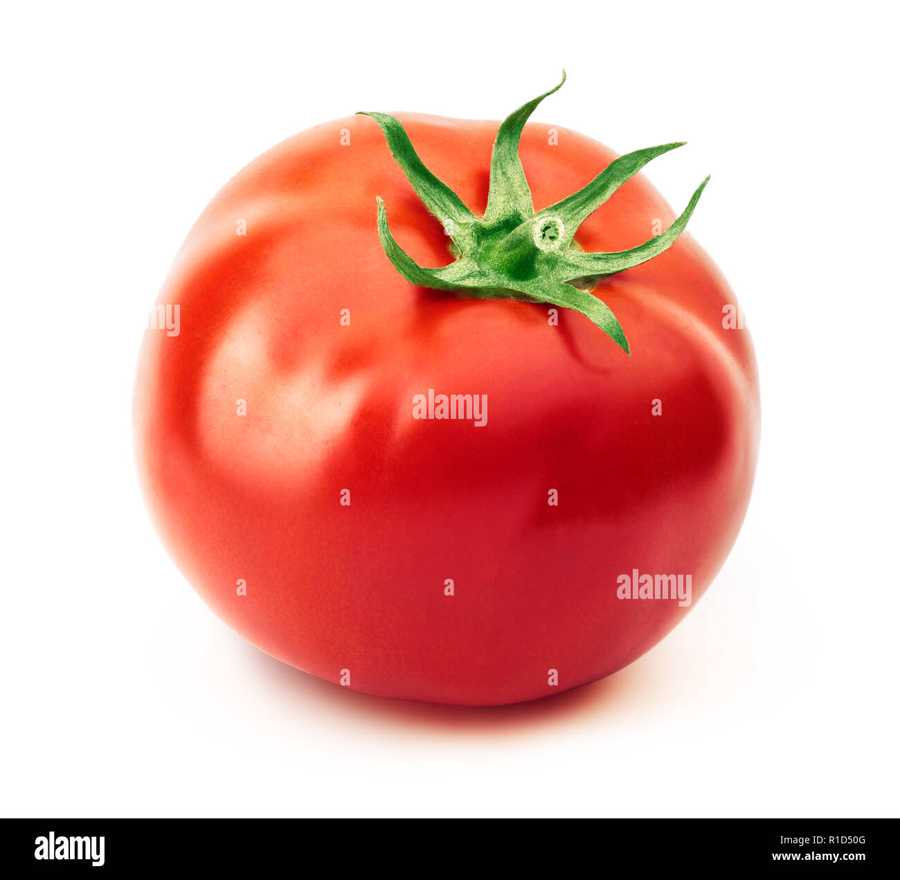 Rote Tomate auf dem weißen Hintergrund isoliert Stockfoto