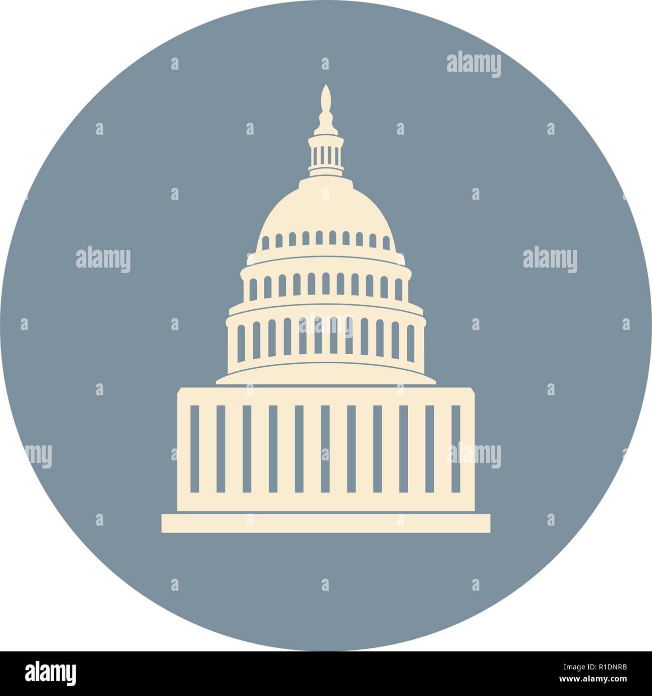 Vektor Symbol des United States Capitol Hill Gebäude washington dc, amerikanischen Kongreß auf weißem Hintergrund Stock Vektor