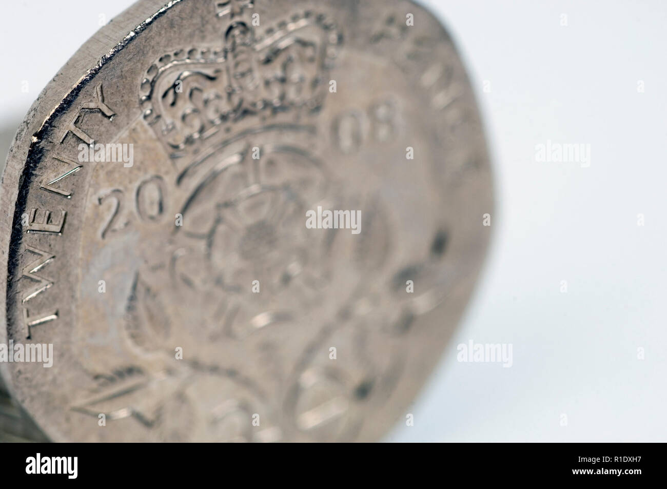 20 Pence Münze. Stockfoto