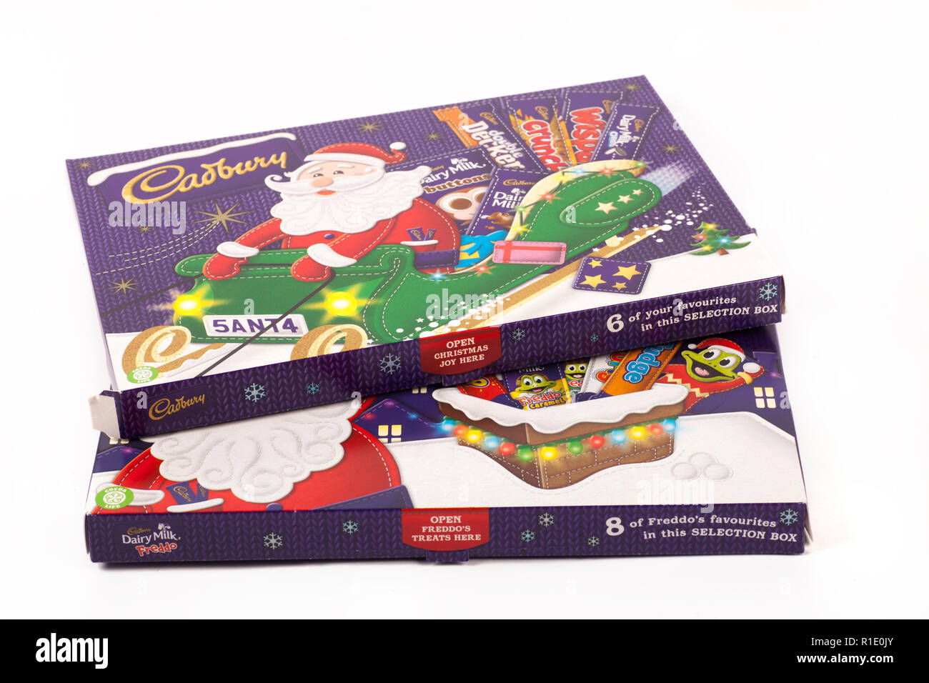 Cadbury Weihnachten Schokolade Auswahlfelder 2017 Stockfoto