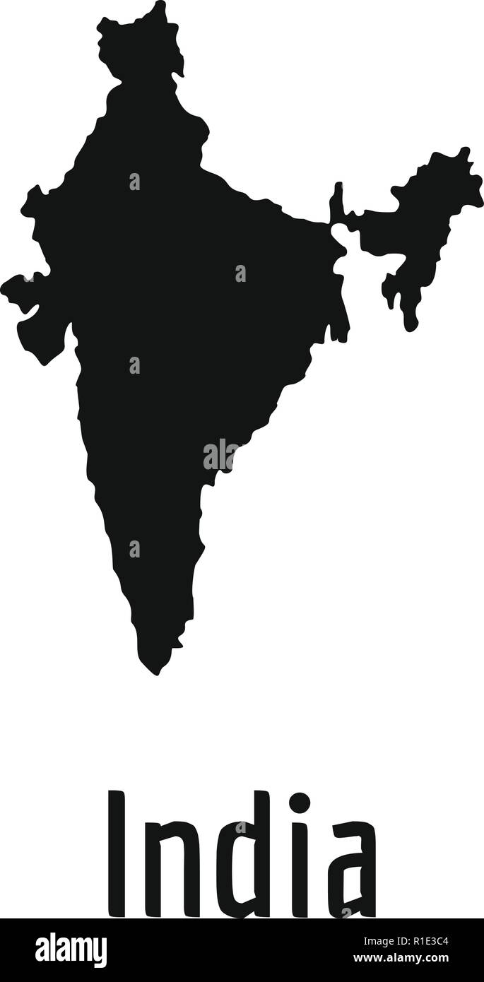 Indien Karte in Schwarz. Einfache Abbildung von Indien Karte Vektor auf