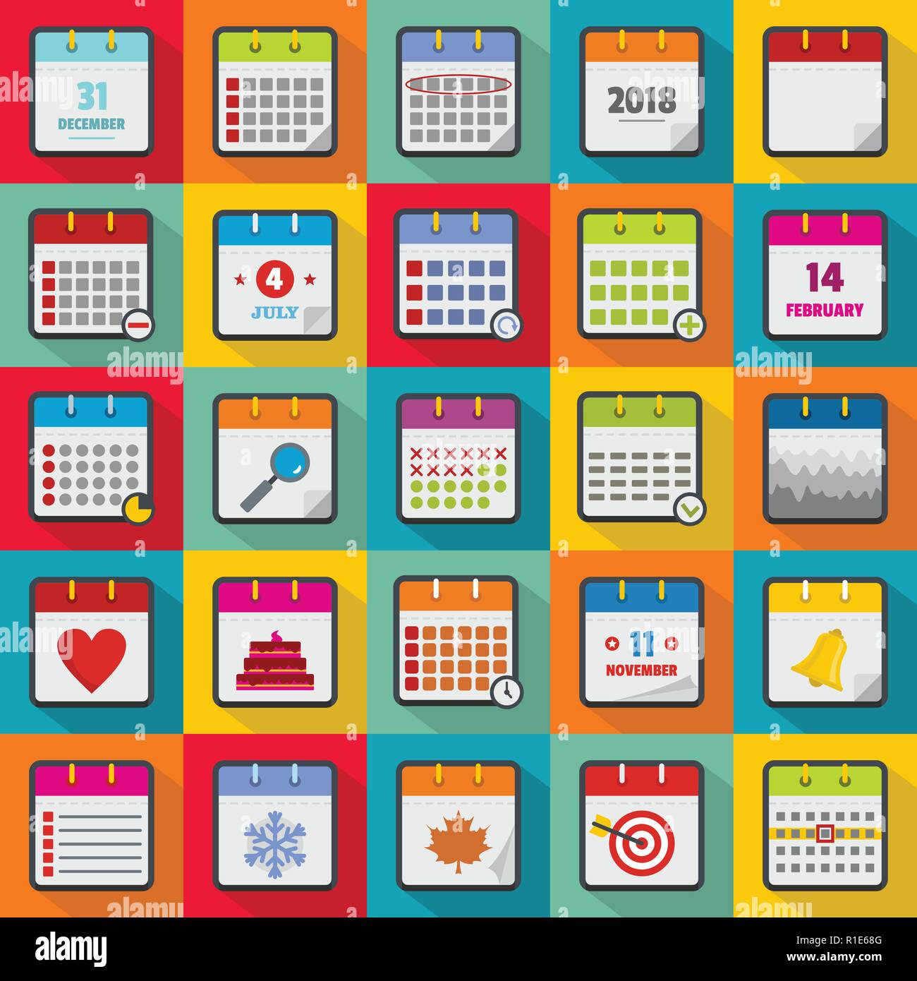 Kalender Symbole gesetzt. Flache Abbildung: 25 Kalender Vector Icons 