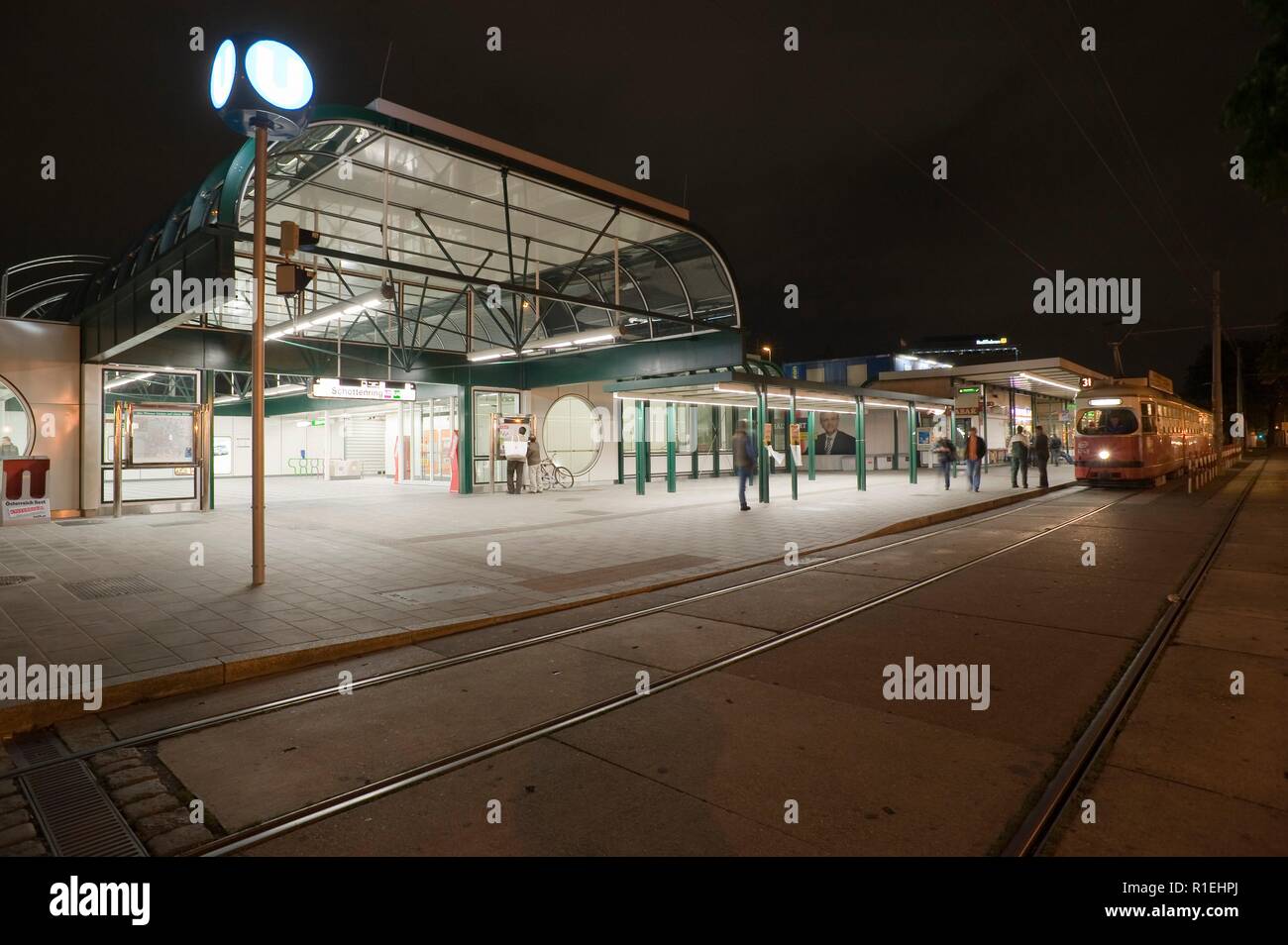 Wien, U-Bahn, Station Schottenring, ARCHITEKTENGRUPPE U-Bahn-, U-Bahn Wien Stockfoto