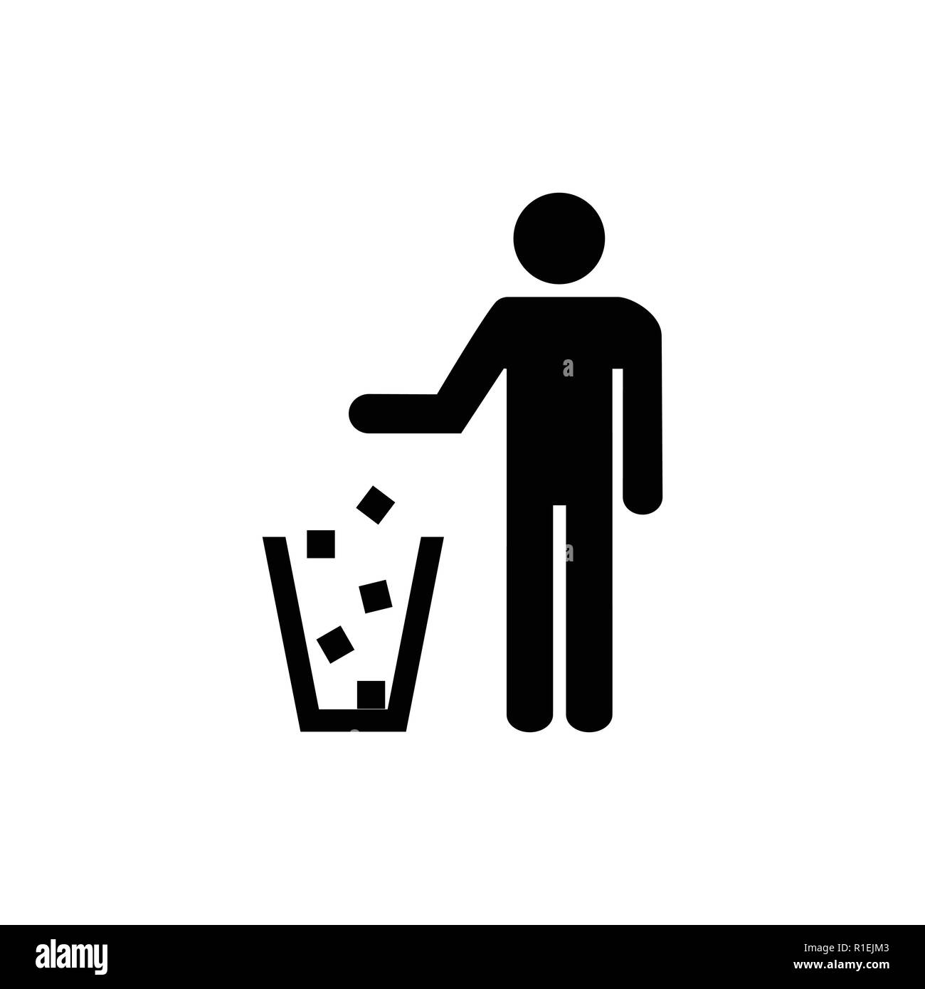 Garbage Symbol. Wurf nicht unterzeichnen. Symbol "Papierkorb". Auf weiß Abbildung Logo. Stock Vektor