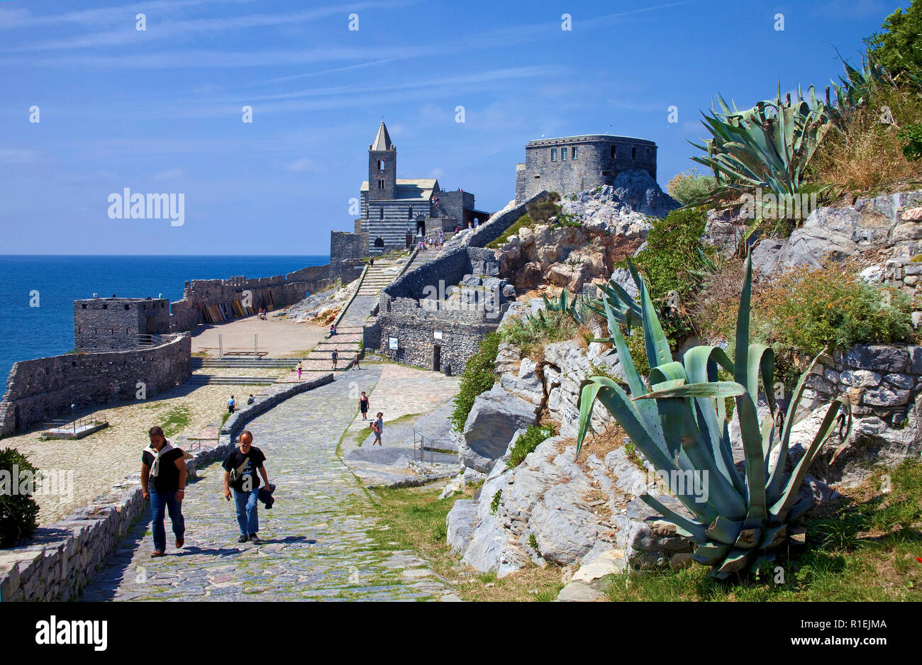 Kirche San Pietro, Portovenere, Provinz La Spezia, Riviera di Levante, Ligurien, Italien Stockfoto