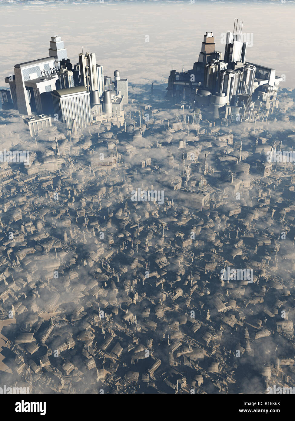 Die Zukunft der Stadt aus der Vogelperspektive Stockfoto