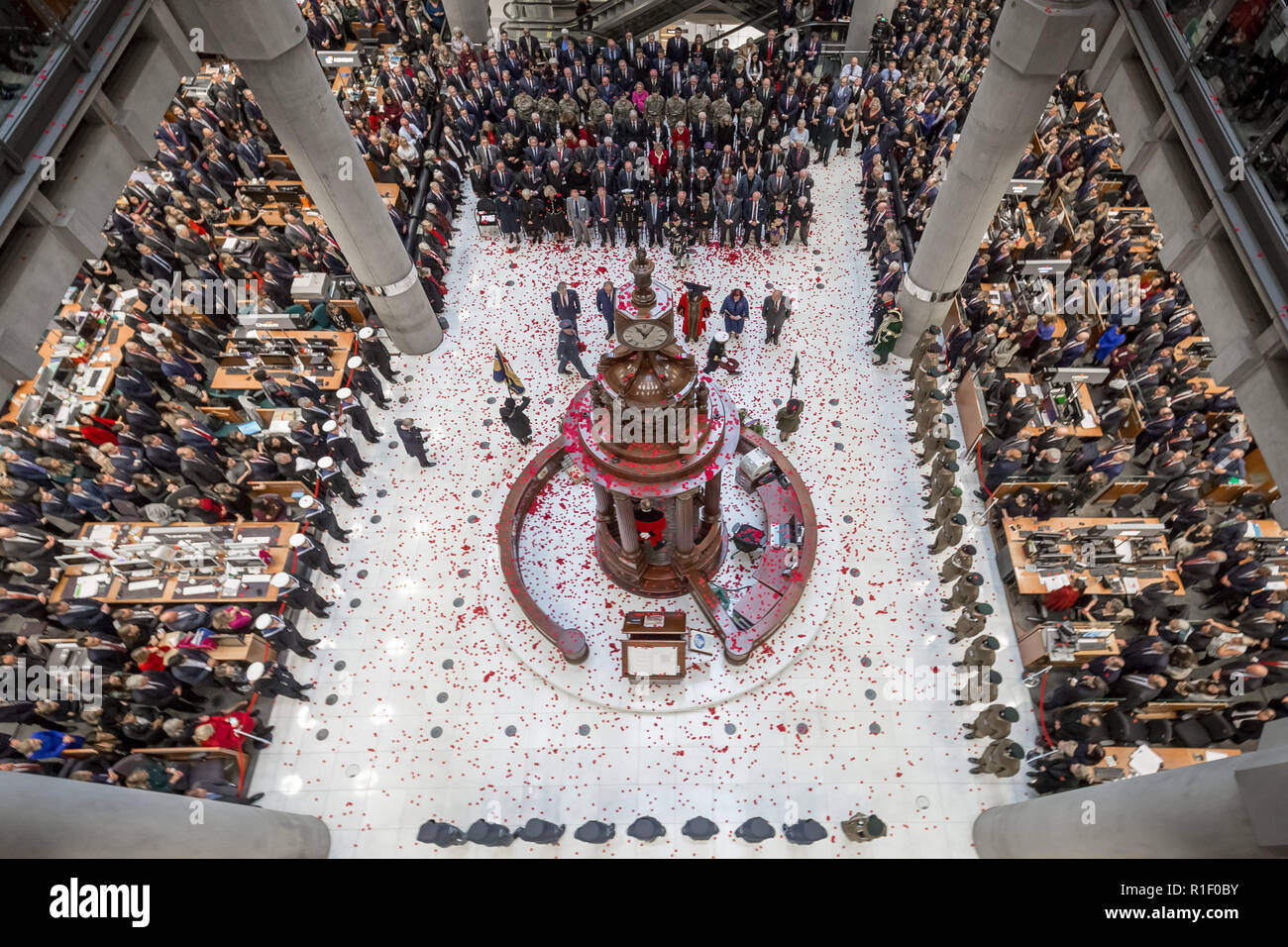 Lloyds London Trauerfeier am Armistice Day 100. Stockfoto