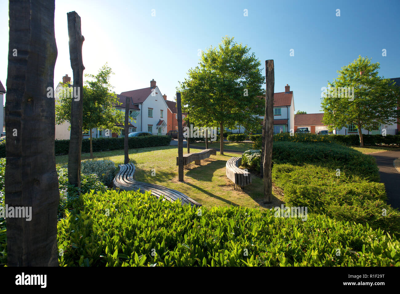 Umweltfreundliche Landschaftsgestaltung im städtischen Bereich Stockfoto