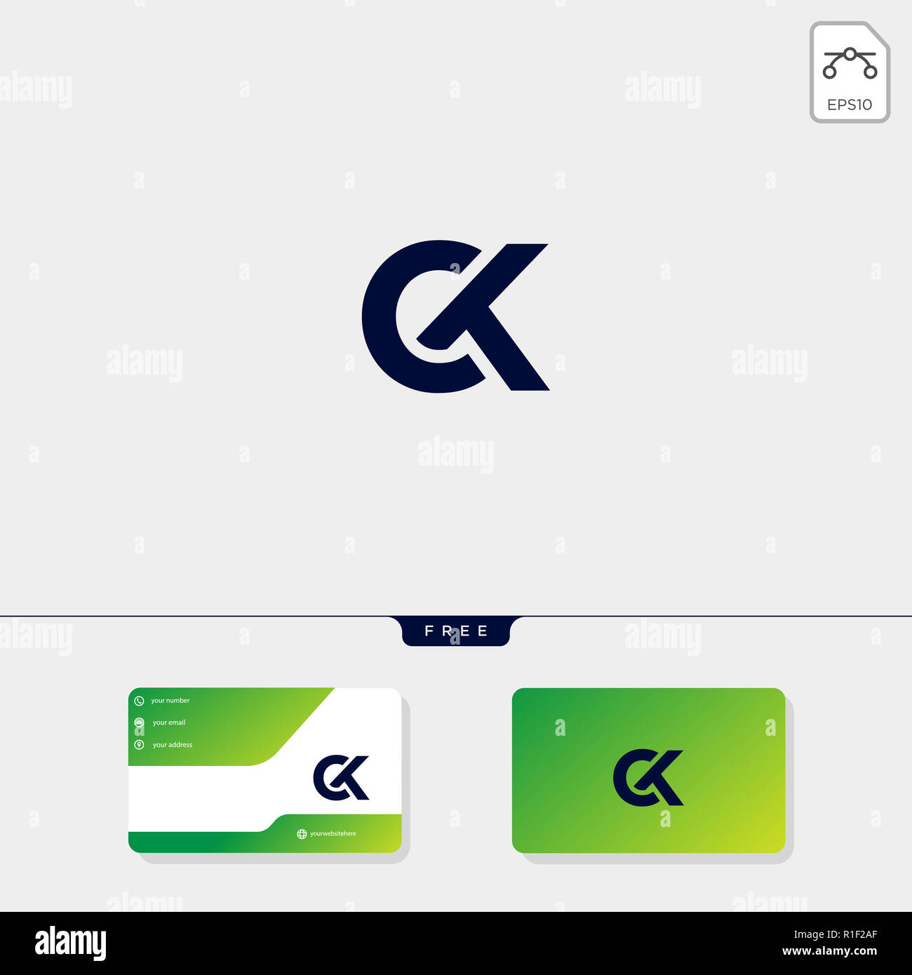 Premium erste Ck, KC, C oder K kreative logo Vorlage und Business Card