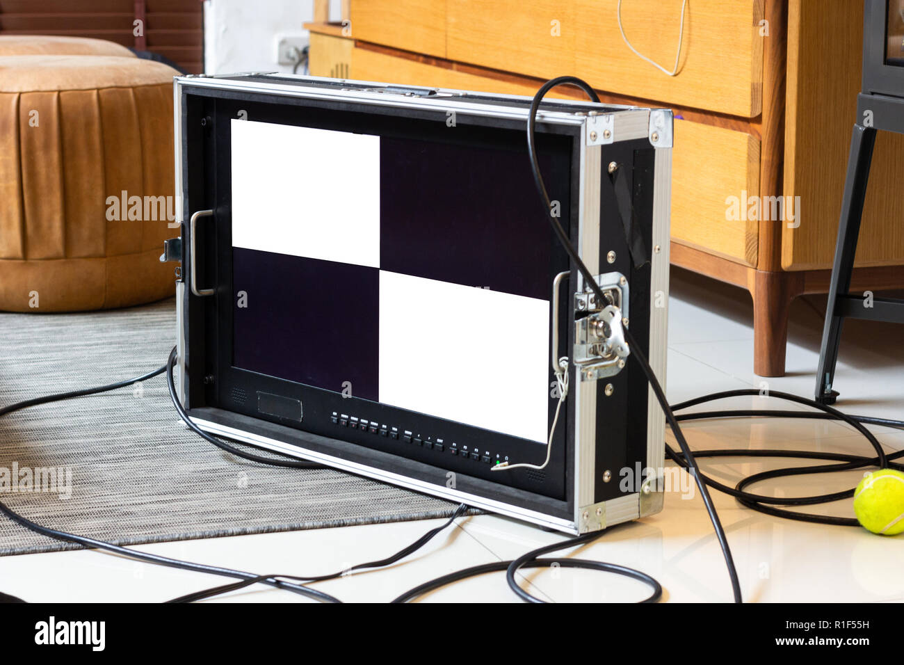 Anzeige Monitor von Video Kamera im Studio. Hinter den Kulissen video Produktion, Stockfoto