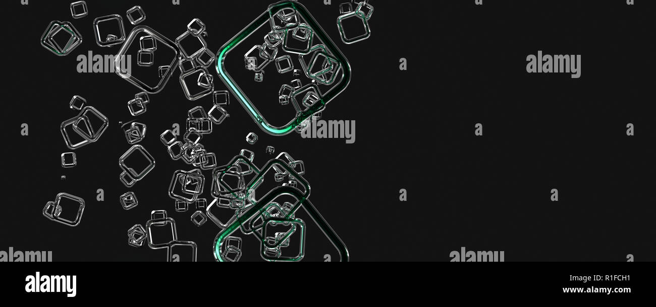 Abstrakte square panorama Glas 3D-Hintergrund design Illustration Stockfoto