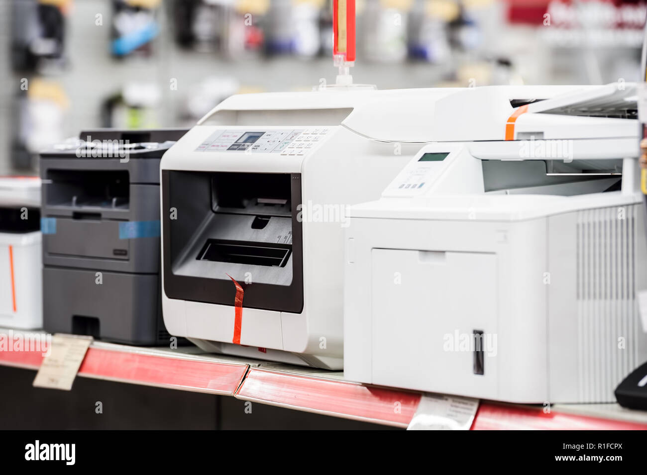 Fiew Laserdrucker in elektronischer Computer speichern Stockfoto