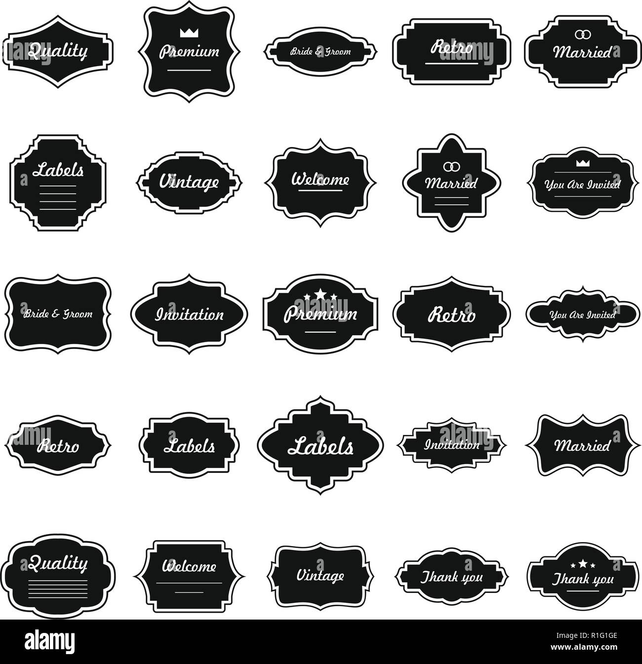 Vintage Frame Symbole Gesetzt Einfache Abbildung Von 25 Vintage Frame Vector Icons Fur Web Stock Vektorgrafik Alamy