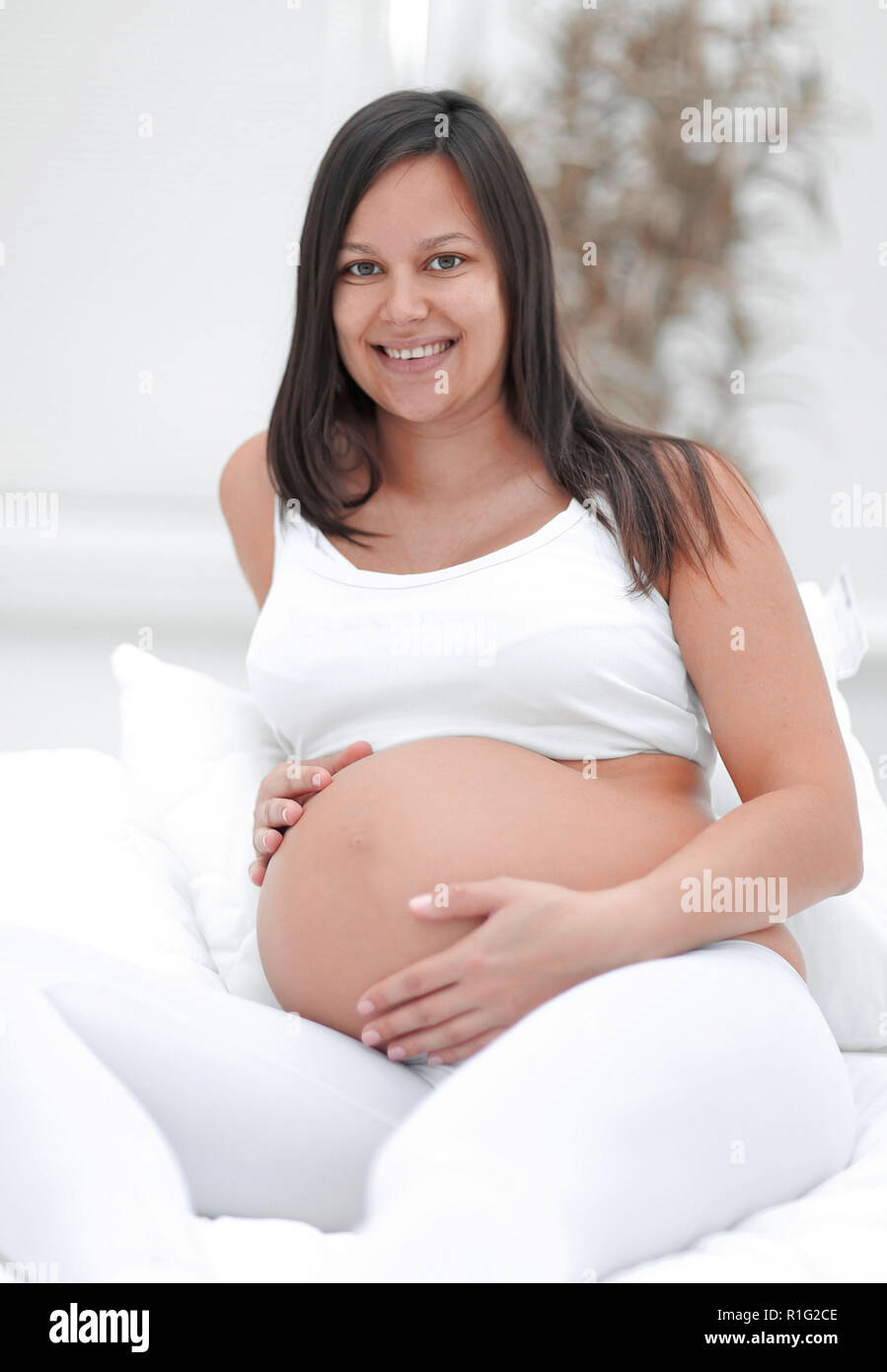 Portrait eines glücklichen schwangeren Frau. Stockfoto