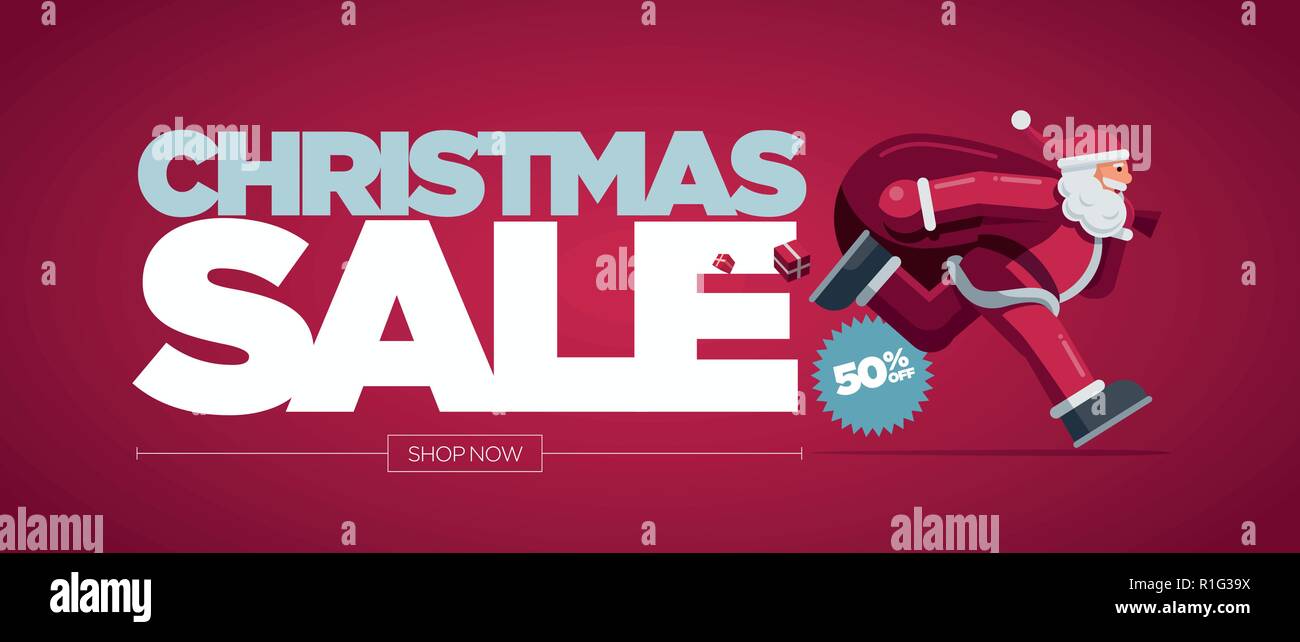 Vektor Weihnachten Banner Design mit Santa Claus Abbildung. Weihnachten Verkauf Konzept Design. Am besten für Poster, Werbung oder social media Post. Stock Vektor