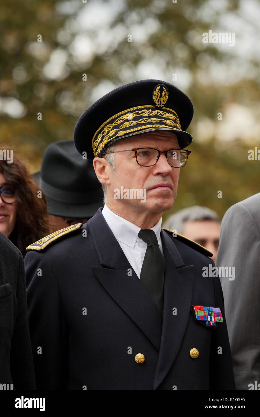 Präfekt von Lyon, Pascal Mailhos besucht 11. November Zeremonie, Lyon, Frankreich Stockfoto