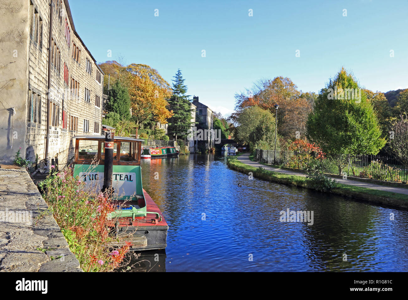 Rochdale Kanal, Hebden Bridge Stockfoto