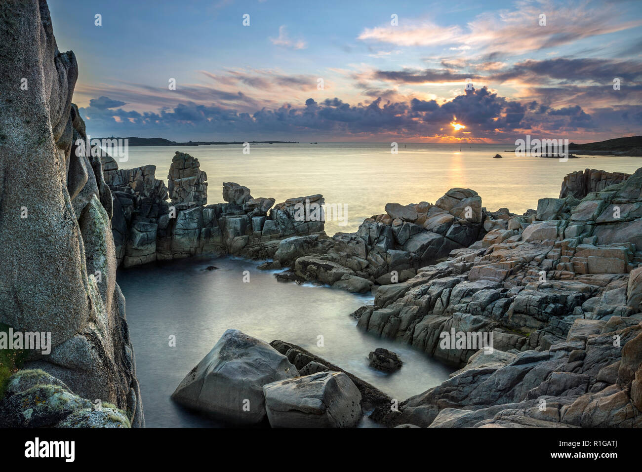 Peninnis; Sonnenuntergang; St Mary's; Scilly-Inseln, Großbritannien Stockfoto
