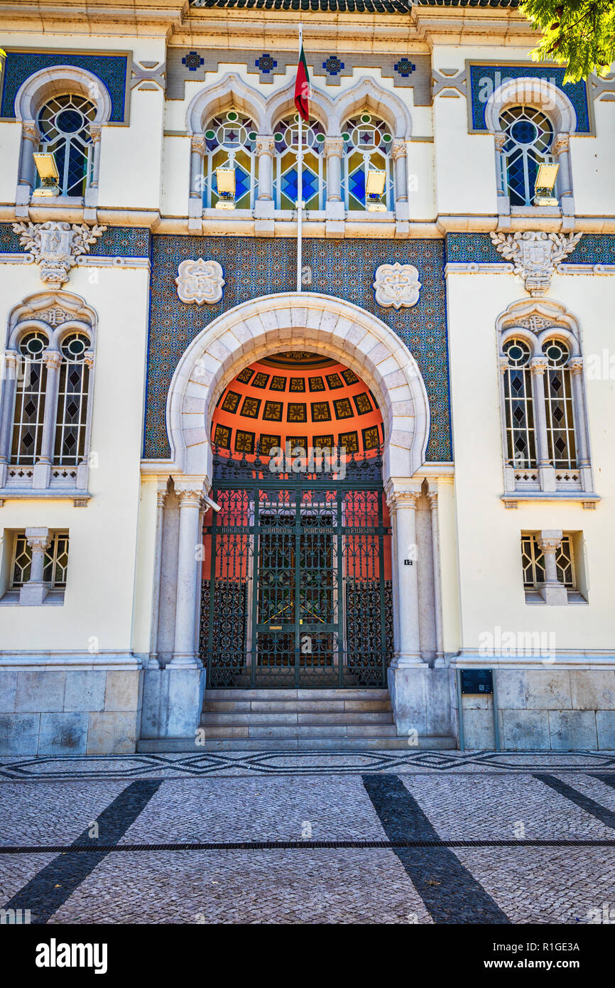 Bank von Portugal in der Stadt Faro, Algarve, Portugal Stockfoto