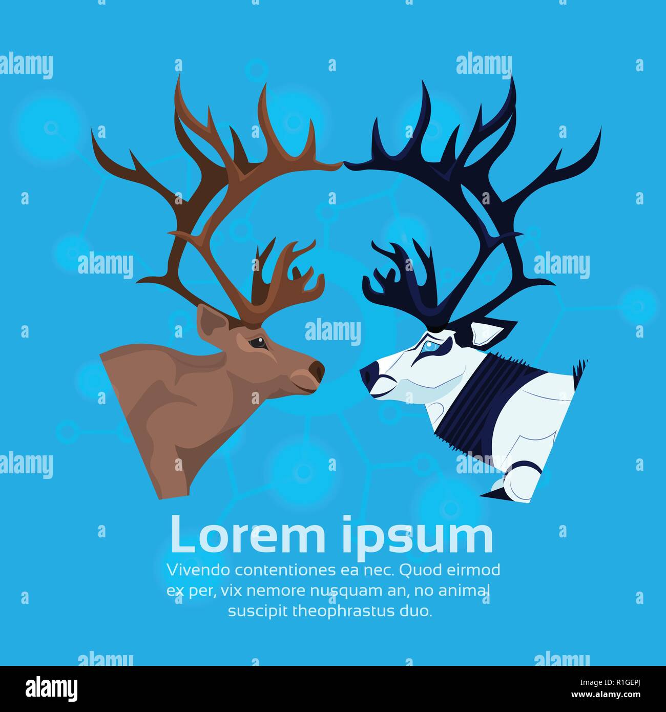 Paar Rentiere Roboter künstliche Intelligenz Konzept robotic Rotwild cartoon Tier flache Kopie Raum Stock Vektor