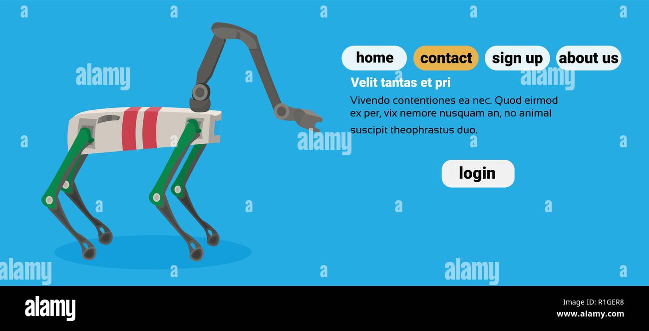 Roboter Rotwild cartoon Tier mechanischen Charakter rentier Flachbild blauen Hintergrund Kopie Raum Stock Vektor