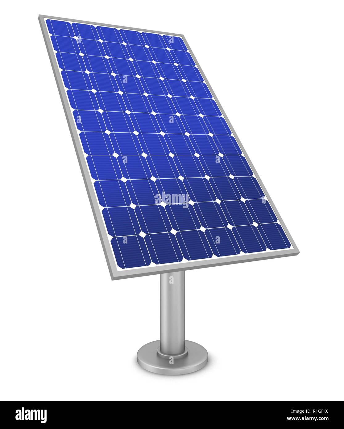 Solar Panel Konzept 3d-Abbildung auf weißem Hintergrund Stockfoto