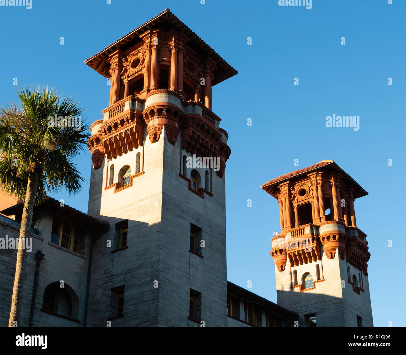 Kunstvolle Architektur der Lightner Museum in St. Augustine an der Ostküste von Florida, USA, die in die freien Künste spezialisiert. Stockfoto