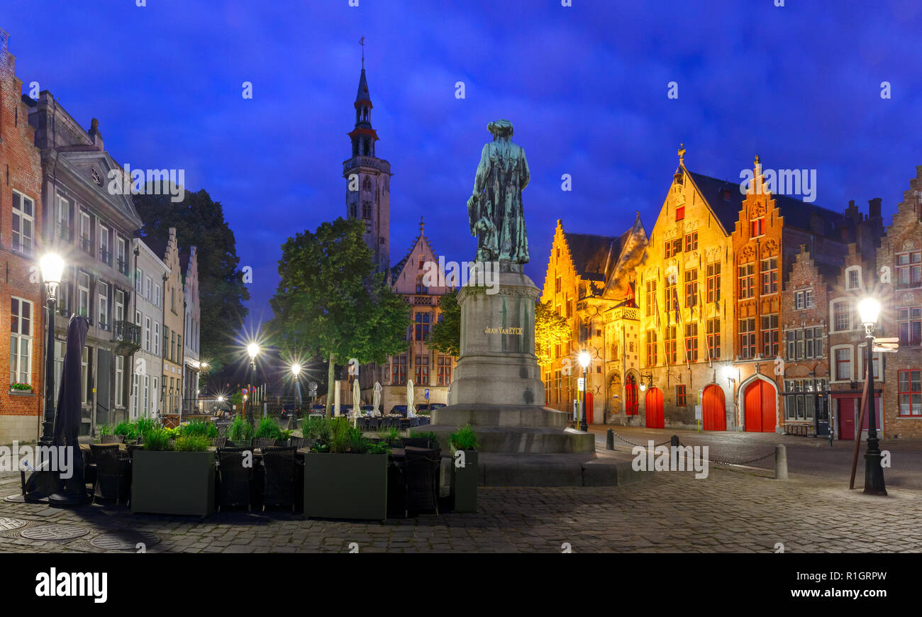 Jan Van Eyck-Platz in Brügge, Belgien Stockfoto