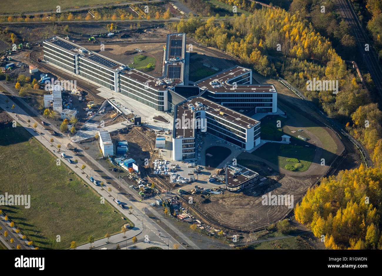 Luftaufnahme, Amprion GmbH, Dortmund ist eine deutsche Übertragungsnetzbetreiber, neuer Ort, neue zentrale Amprion auf Phoenix West, Dortmund - Stockfoto