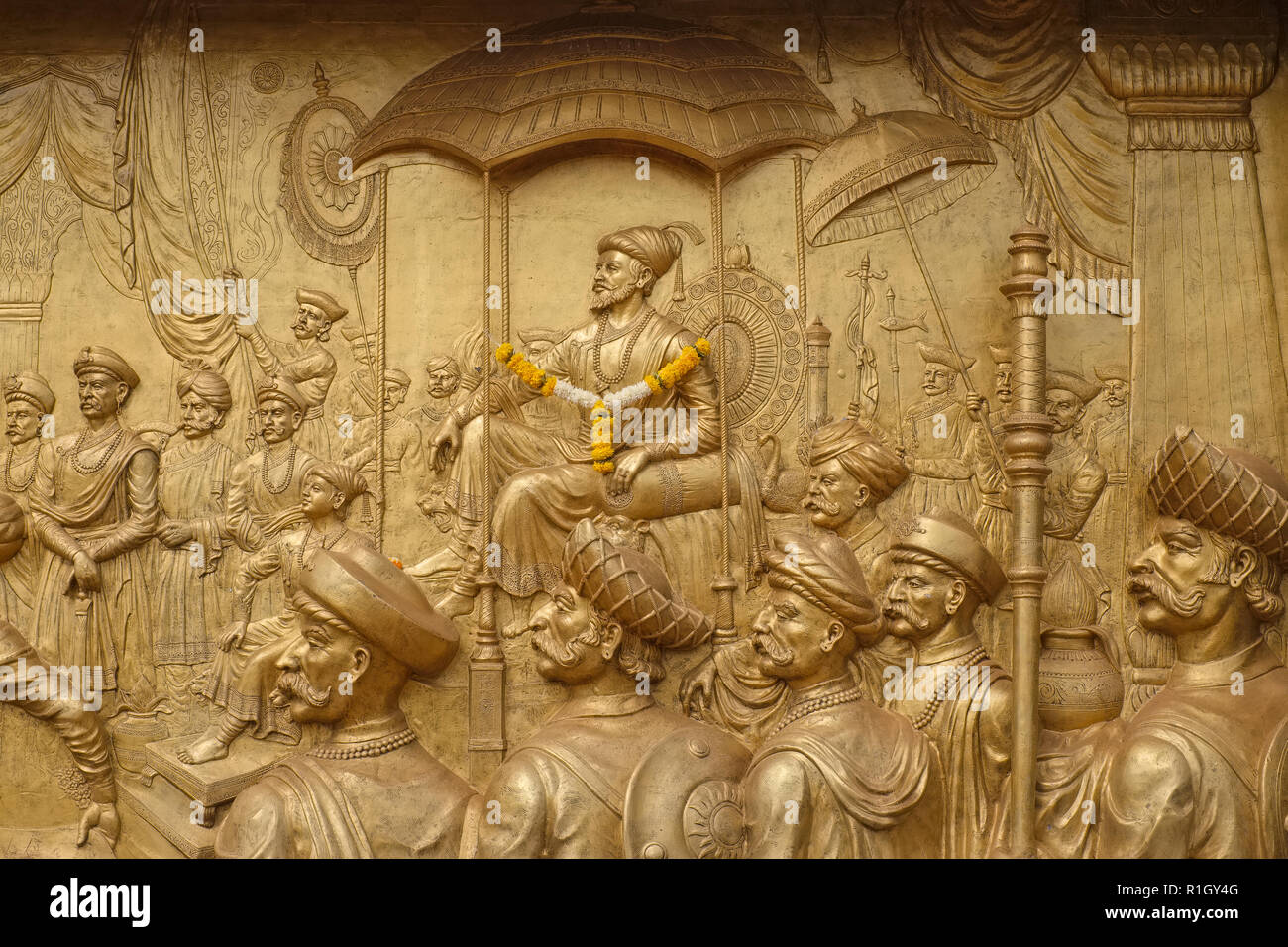 Eine Entlastung in Shivaji Park, Mumbai, Indien, 17. Jahrhundert kriegerkönigs Shivaji Bhosle, eine legendäre, heroische Figur in Indien Maharashtra Stockfoto
