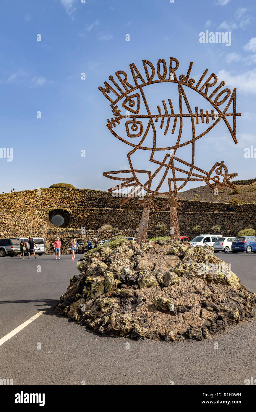 Zeichen der Mirador del Rio, die Touristenattraktion auf Lanzarote carary Inseln Stockfoto