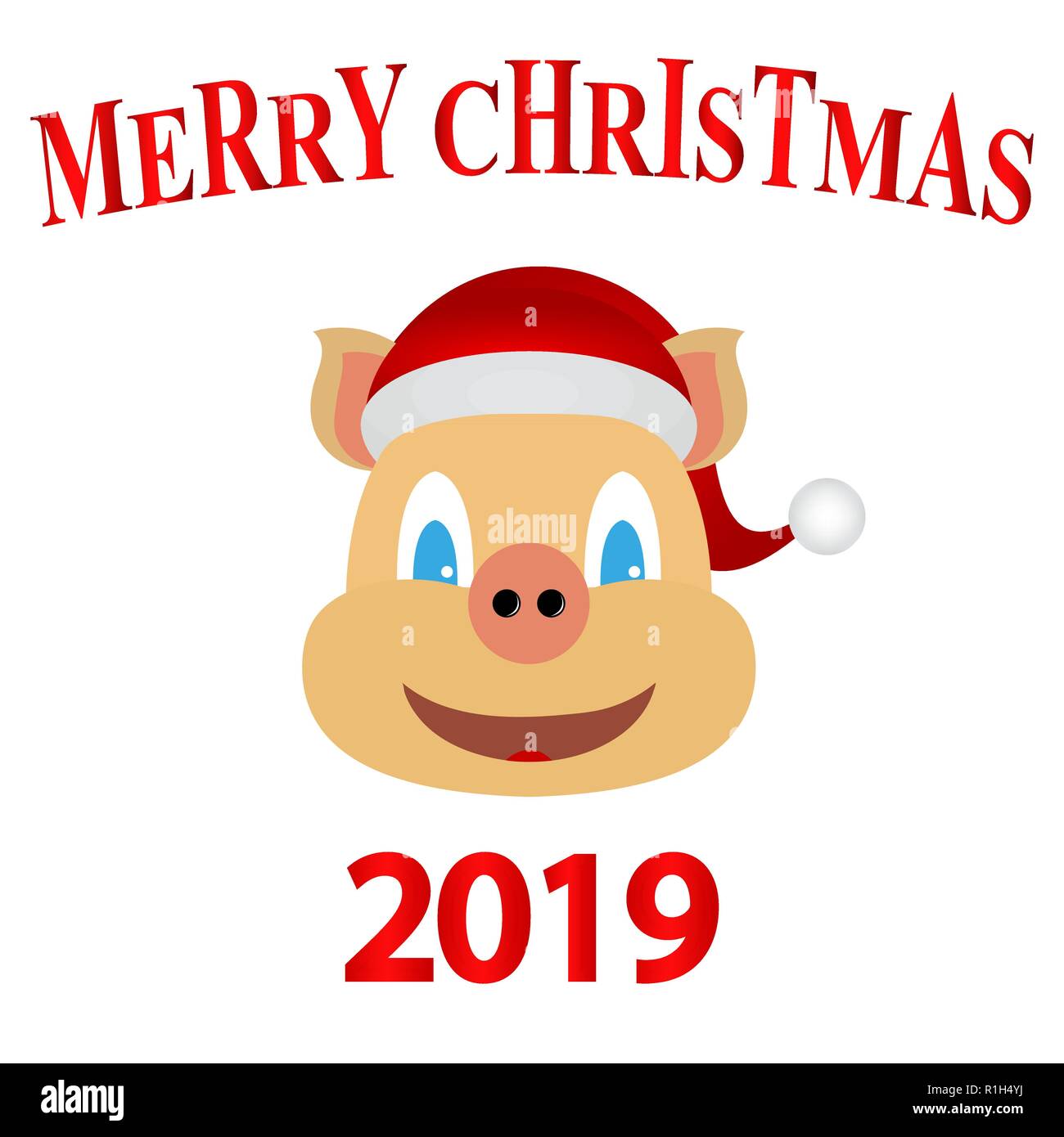 Symbol für 2019 gelbe Erde Schwein, neues Jahr Karte Stock Vektor