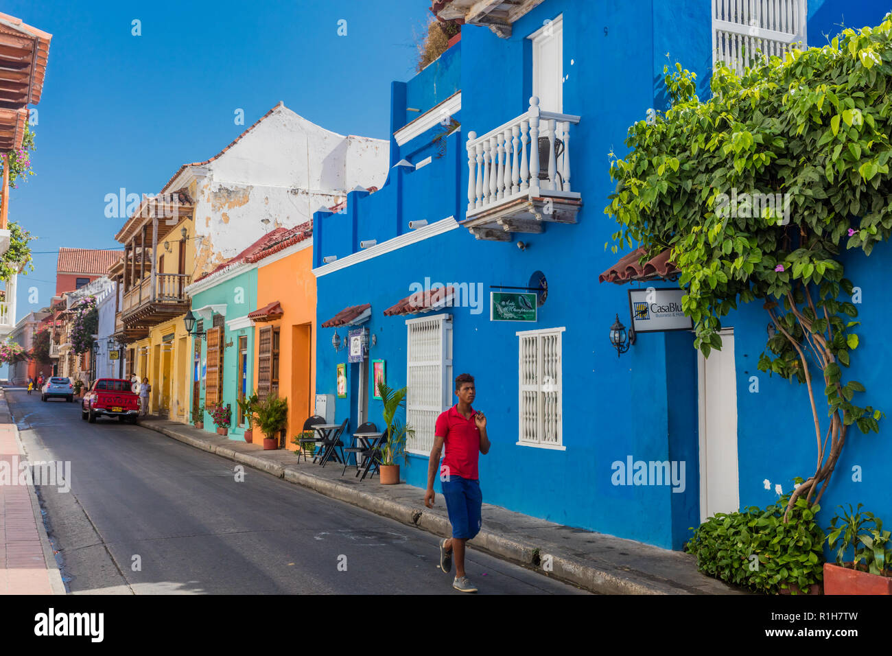 Cartagena Kolumbien 9 Marz 2017 Bunte Strassen Von Centro Historico Bereich Von Cartagena De Indias Bolivar In Kolumbien Sudamerika Stockfotografie Alamy