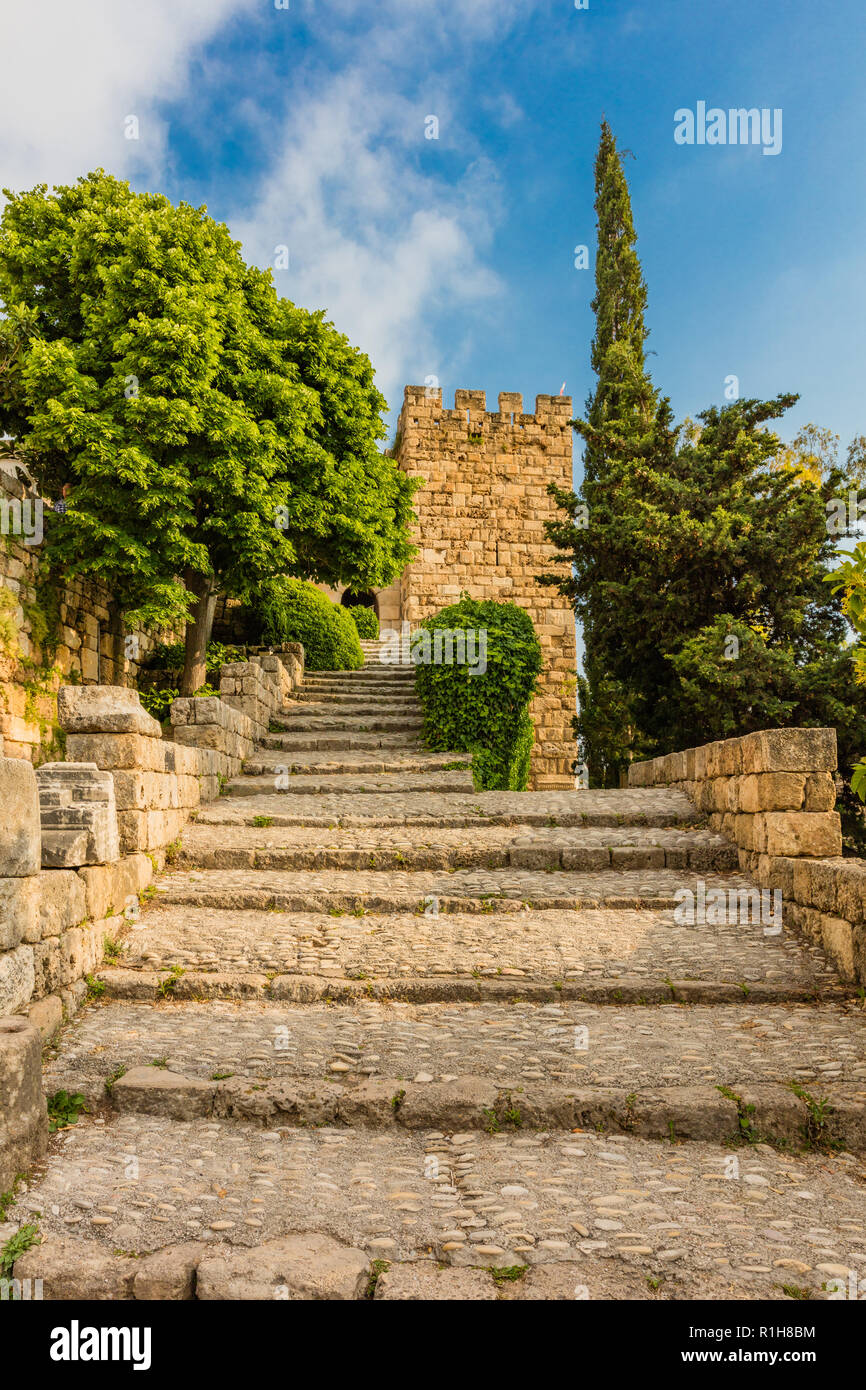 Die Crusader Castle Byblos Jbeil im Libanon Naher Osten Stockfoto