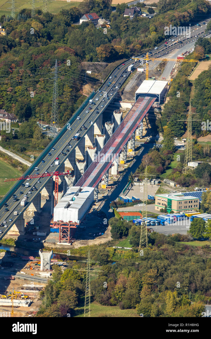 Baustelle Autobahnbrücke, Lennetal Brücke, 45, Hagen, Ruhrgebiet, Nordrhein-Westfalen, Deutschland Stockfoto