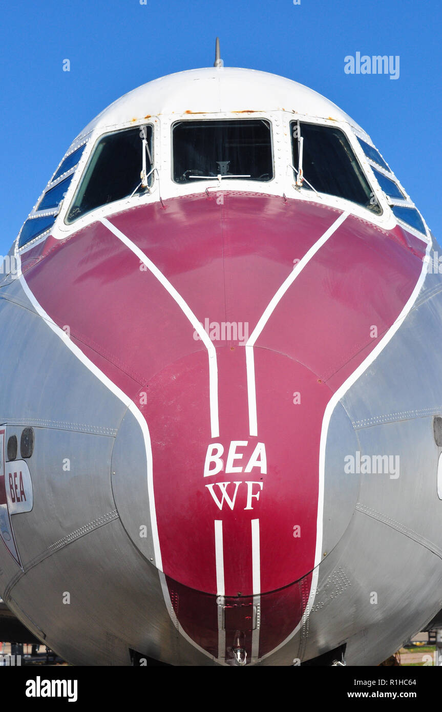 BEA livrierten Vickers Viscount 701, IWM Duxford, Cambridgeshire, England, Großbritannien Stockfoto