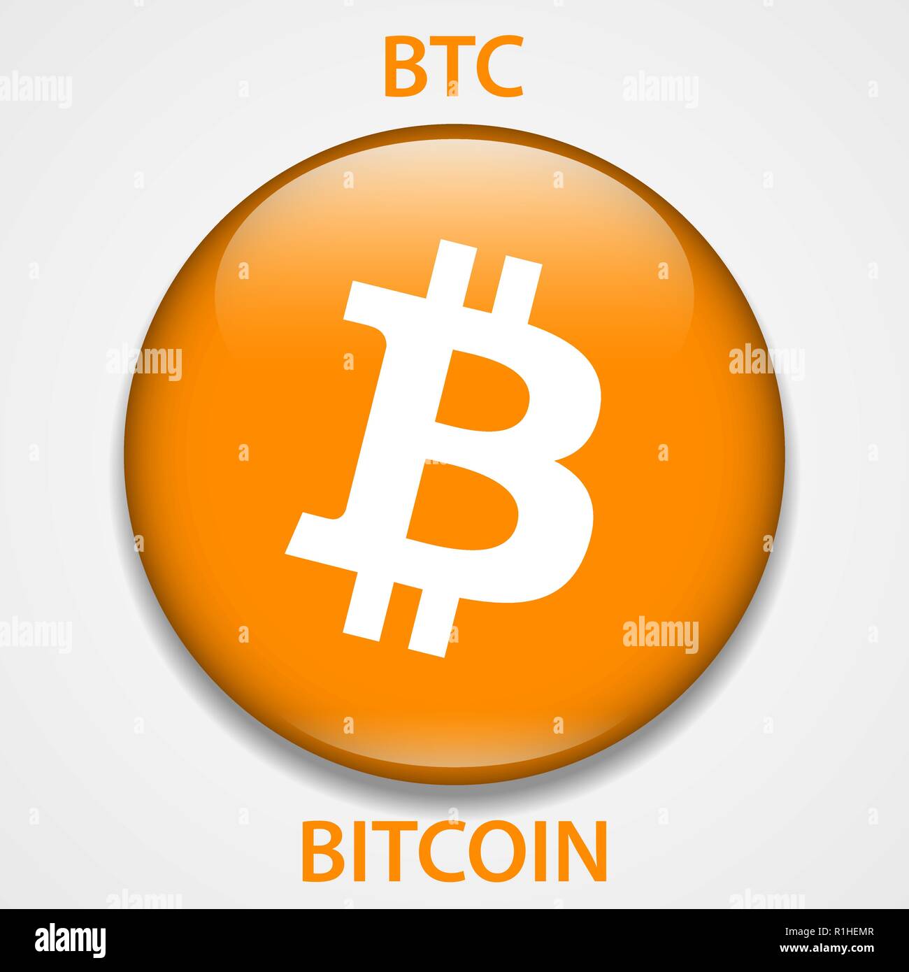 Bitcoin cryptocurrency blockchain Symbol. Virtuelle elektronische, Internet Geld oder cryptocoin Symbol, Logo Stock Vektor