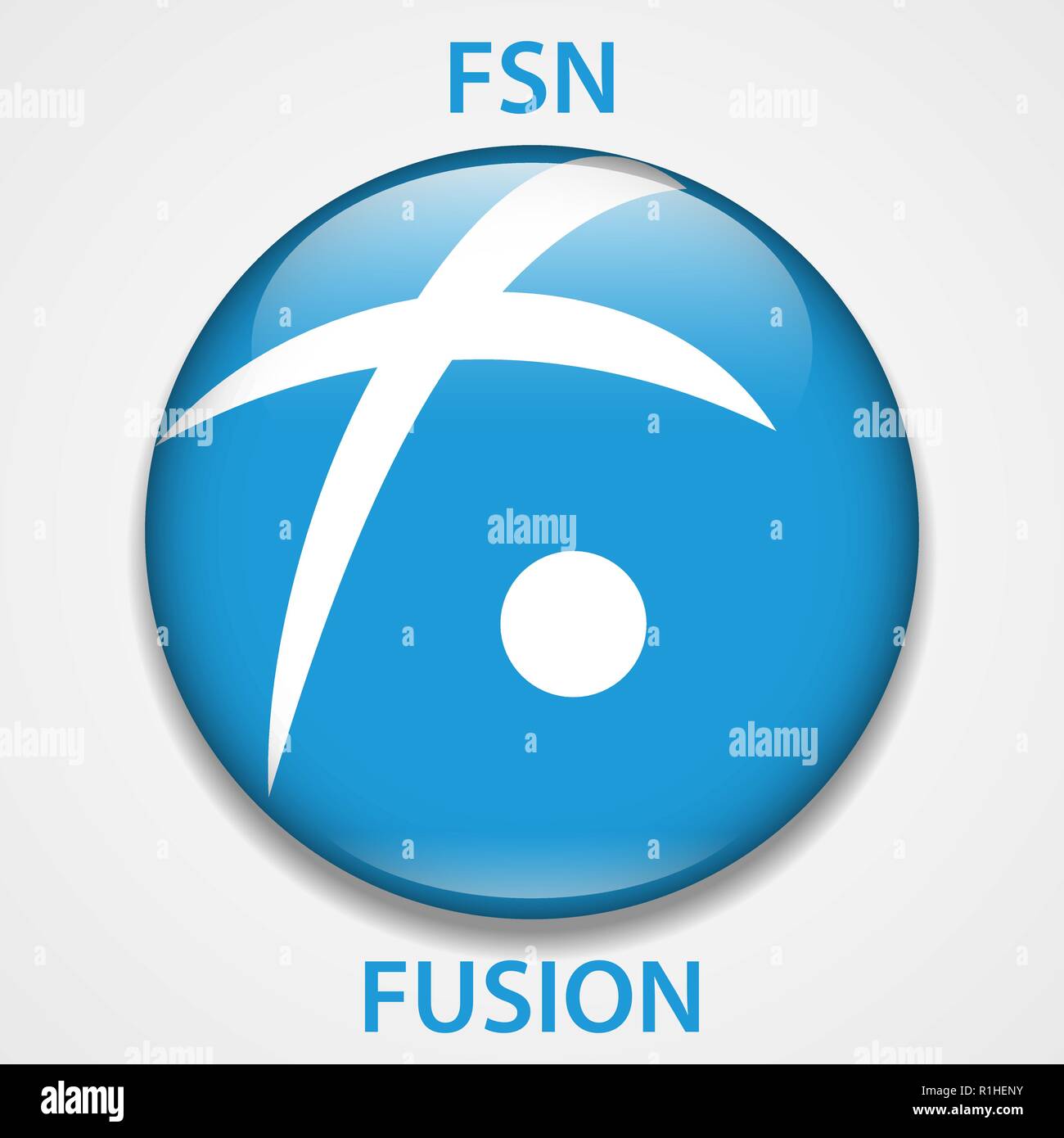 Fusion Münze cryptocurrency blockchain Symbol. Virtuelle elektronische, Internet Geld oder cryptocoin Symbol, Logo Stock Vektor