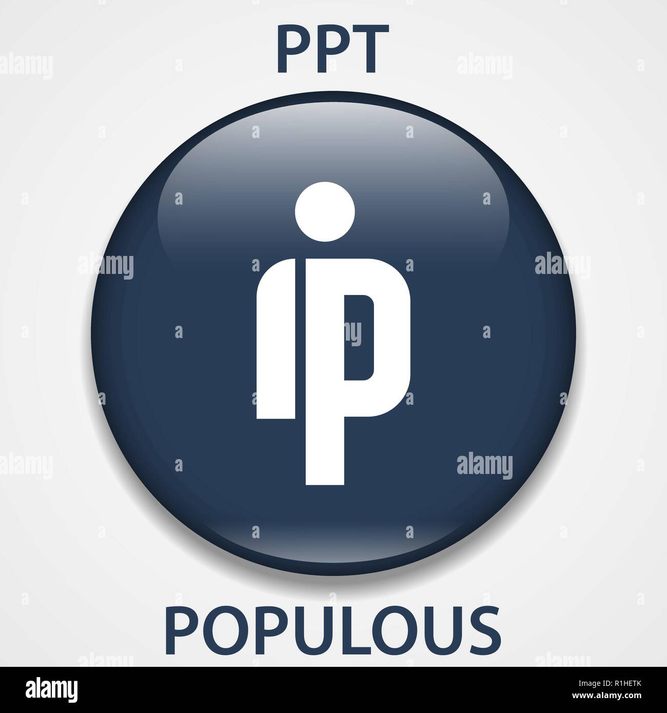 Populous Münze cryptocurrency blockchain Symbol. Virtuelle elektronische, Internet Geld oder cryptocoin Symbol, Logo Stock Vektor