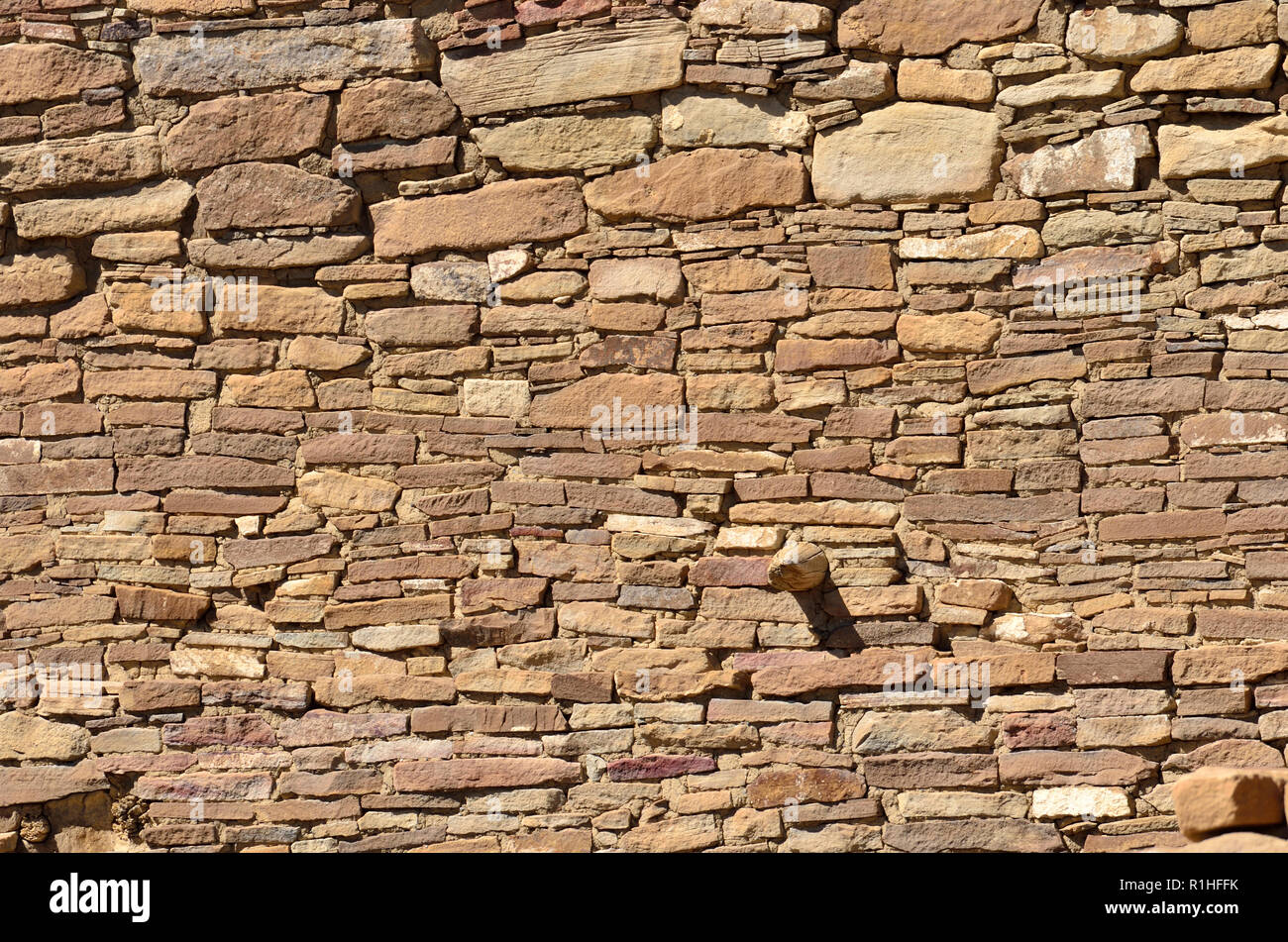 Chacoan Wand detail, Pueblo Bonito, Chaco Canyon, Chaco Culture National Historical Park, New Mexico, USA 180926_74392 Stockfoto