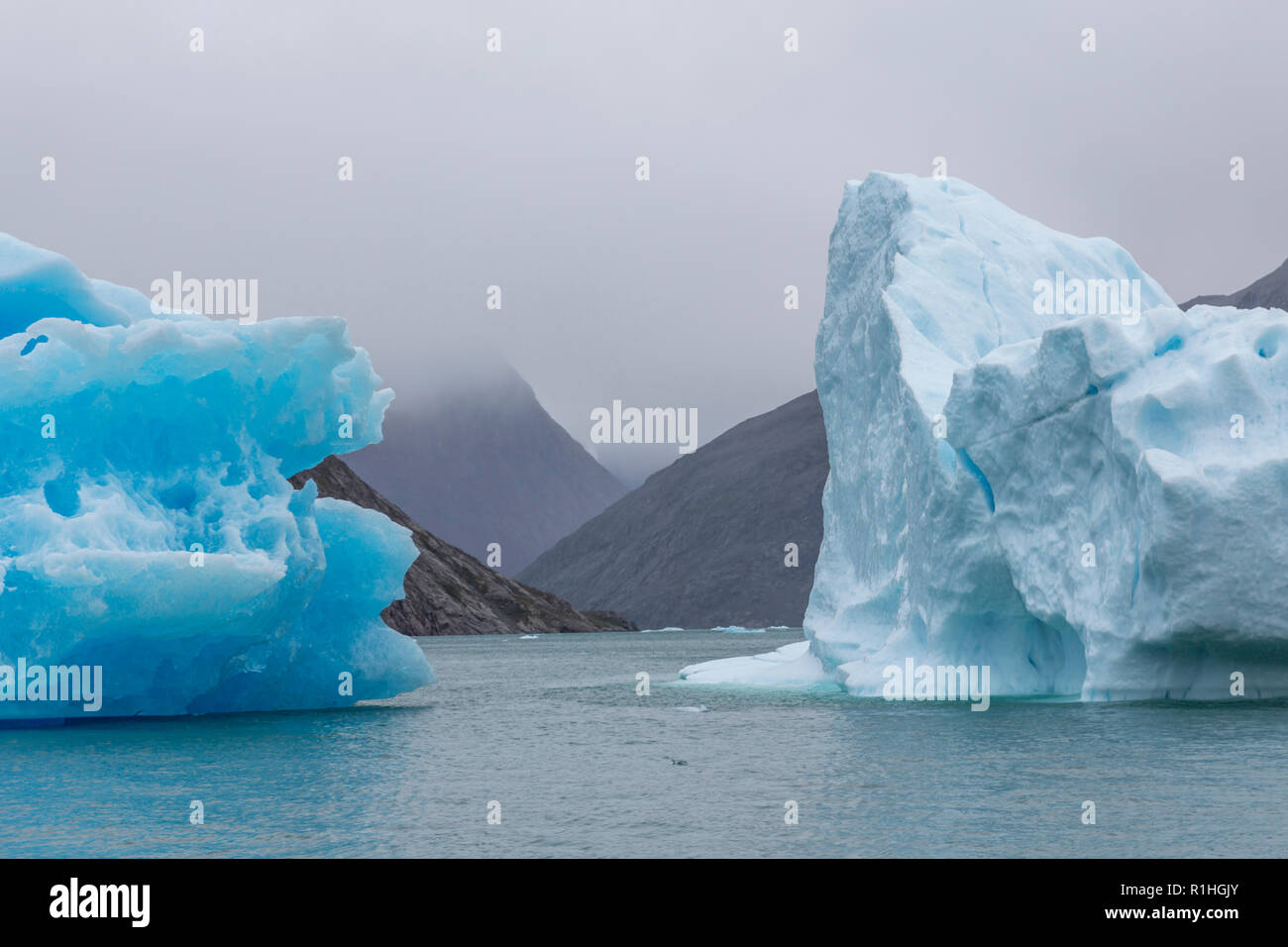 Blaue Gletscher Eisberge in Grönland Stockfoto