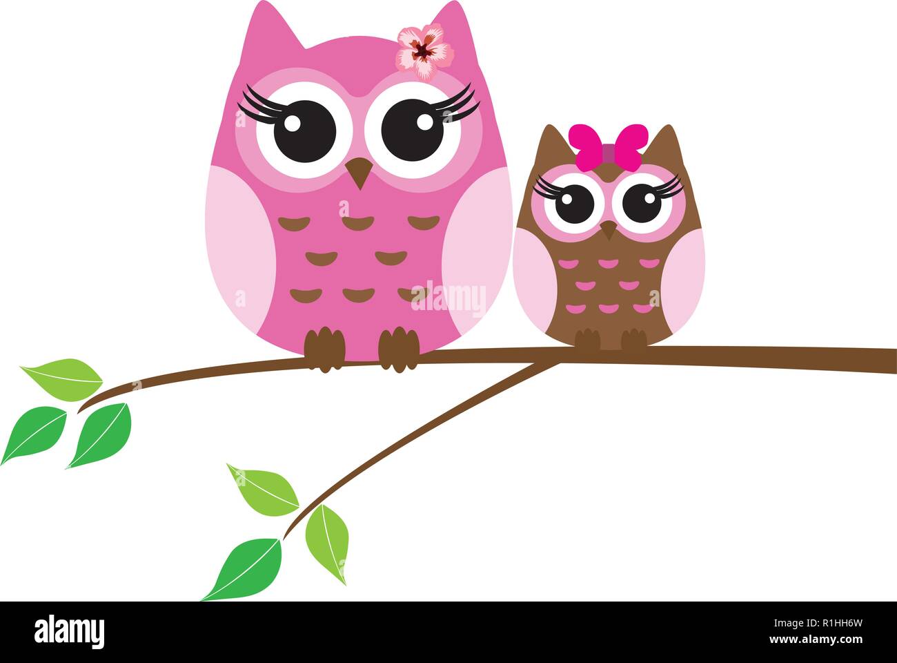 Vector Illustration von niedlichen Eule sitzen im Baum. Stock Vektor