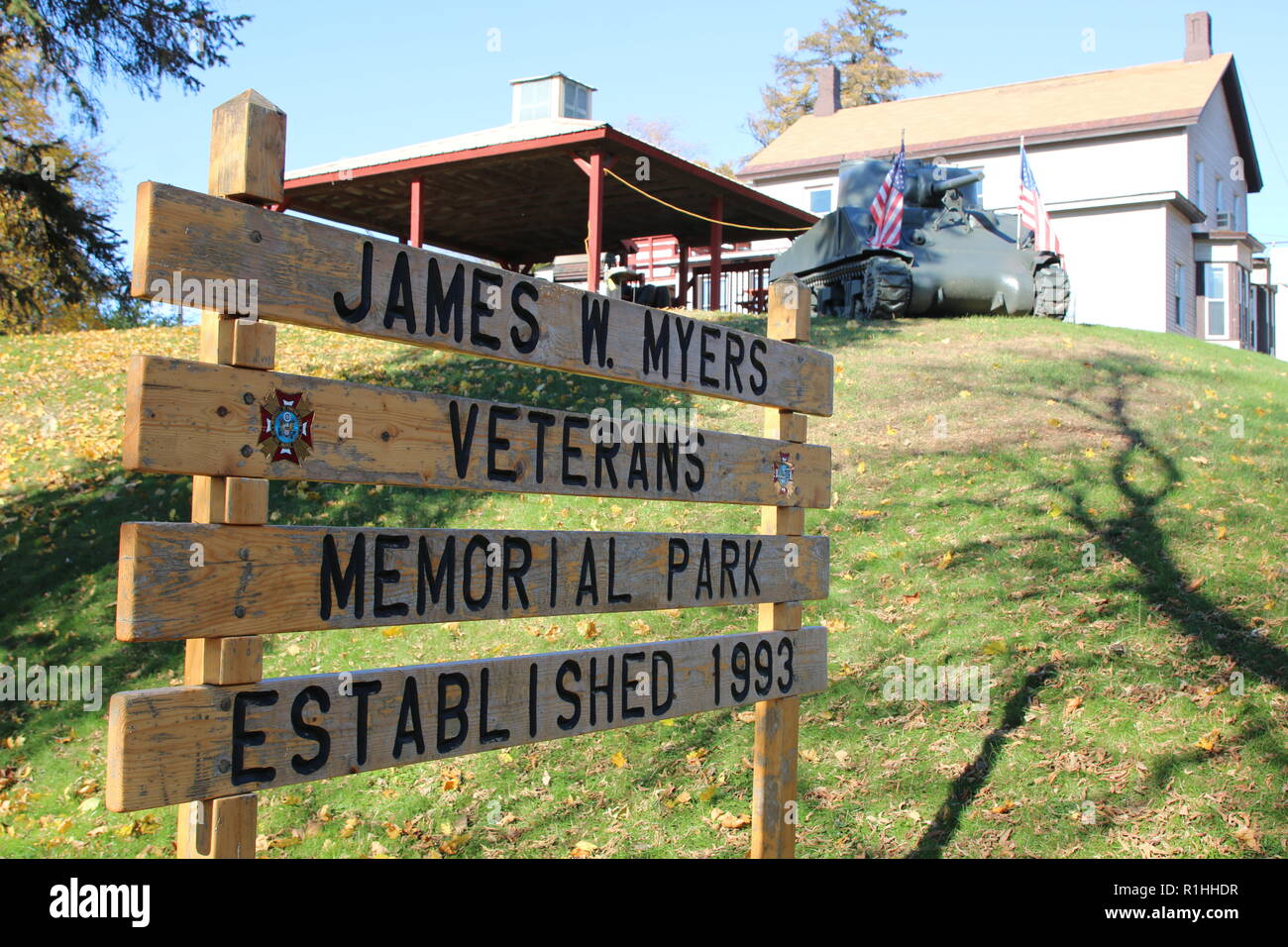 M4 Sherman Medium Tank vor der VFW Post 1767 in Winooski, Vermont Stockfoto