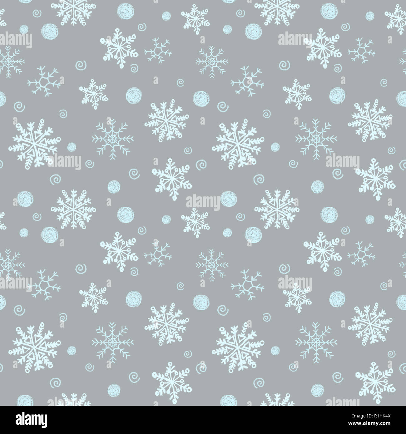 Winter Weihnachten nahtlose Muster, festlich. Fallenden Schnee,  Schneeflocken, curlicues, Schnee Kugeln. Für Geschenkverpackung geeignet,  Stoff Design, Verpackung Wand Stockfotografie - Alamy