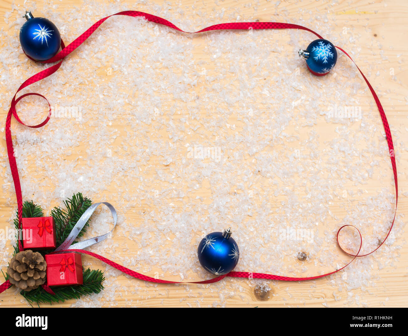Thema Weihnachten Hintergrund, Weihnachten mit Kopie Raum, urlaub Hintergrund mit Dekorationen Stockfoto