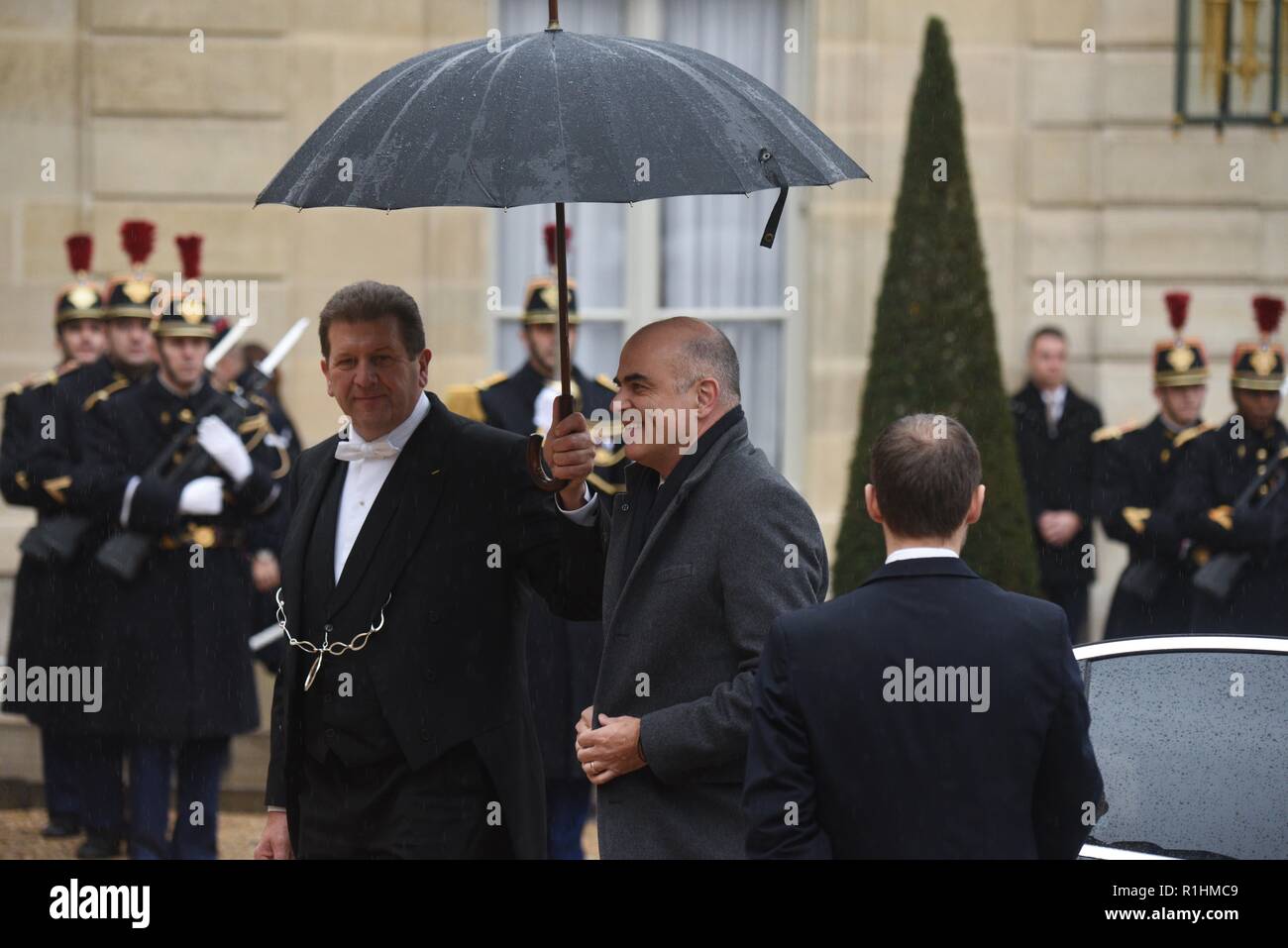 November 11, 2018 - Paris, Frankreich: Schweizer Präsident Alain Berset kommen im Elysee Palast der Armistice Day Gedenken zu verbinden. Plus de 60 Chefs d'Etat et de gouvernement et dirigeants de Grandes Institutionen internationales ont fait le deplacement ein Paris assister à la Gedenken du centieme Anniversaire de l'Armistice du 11 Novembre 1918 gießen. *** Frankreich/KEINE VERKÄUFE IN DEN FRANZÖSISCHEN MEDIEN *** Stockfoto