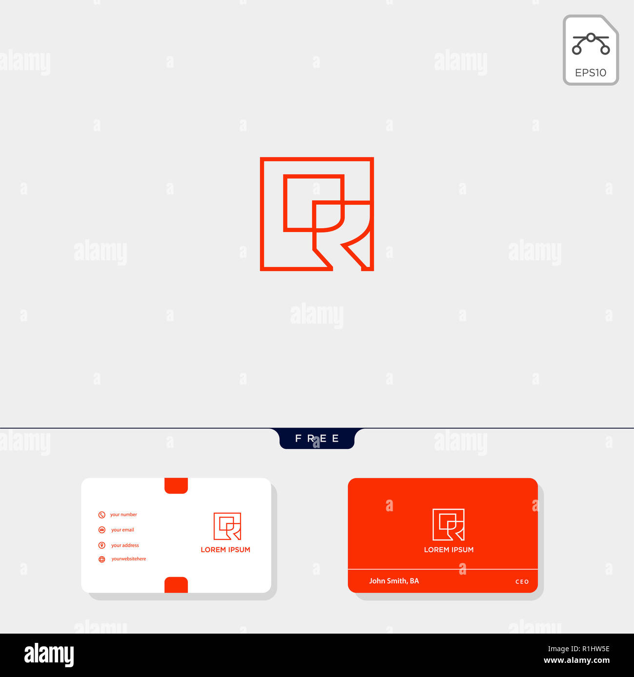 R, RR Umrisse kreative logo Vorlage und Business Card design Vorlage