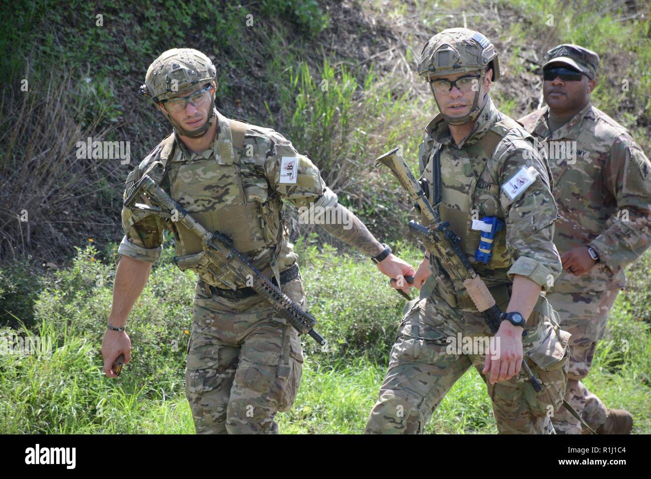 SSG Sean Collins und CPT Michael Broussard, 75th Ranger Regiment. Stockfoto