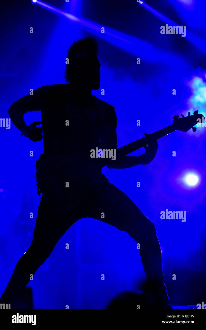 Bassgitarrist Silhouette Stockfoto